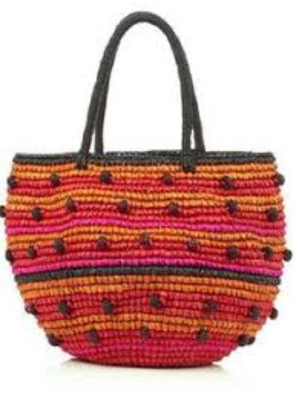 Sensi Studio Multi-Stripe & Polka Dot Maxi Straw Tote